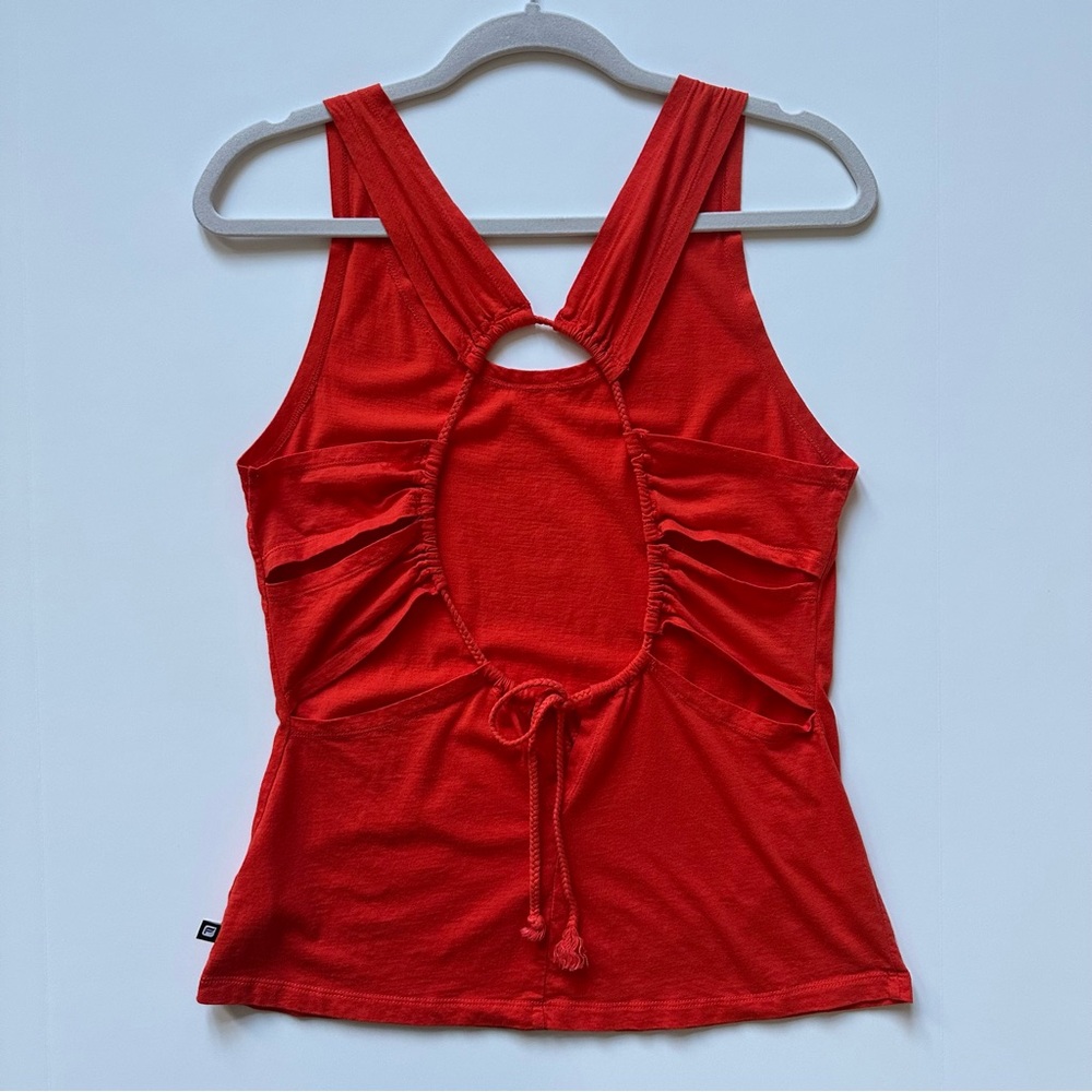 Fabletics Orange Cut Out Open Back Tie Tank Top Women’s Size Medium